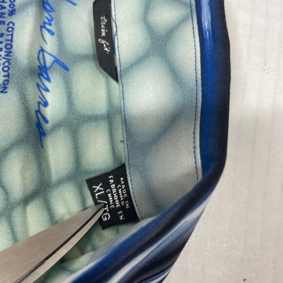 Jhane Barnes Blue White Long Sleeve Button Up Trim Fit Striped Shirt Mens XL - Picture 6 of 7